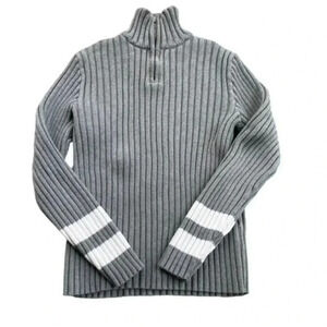 Banana Rebublic Factory grey rib knit half zip sweater size Small